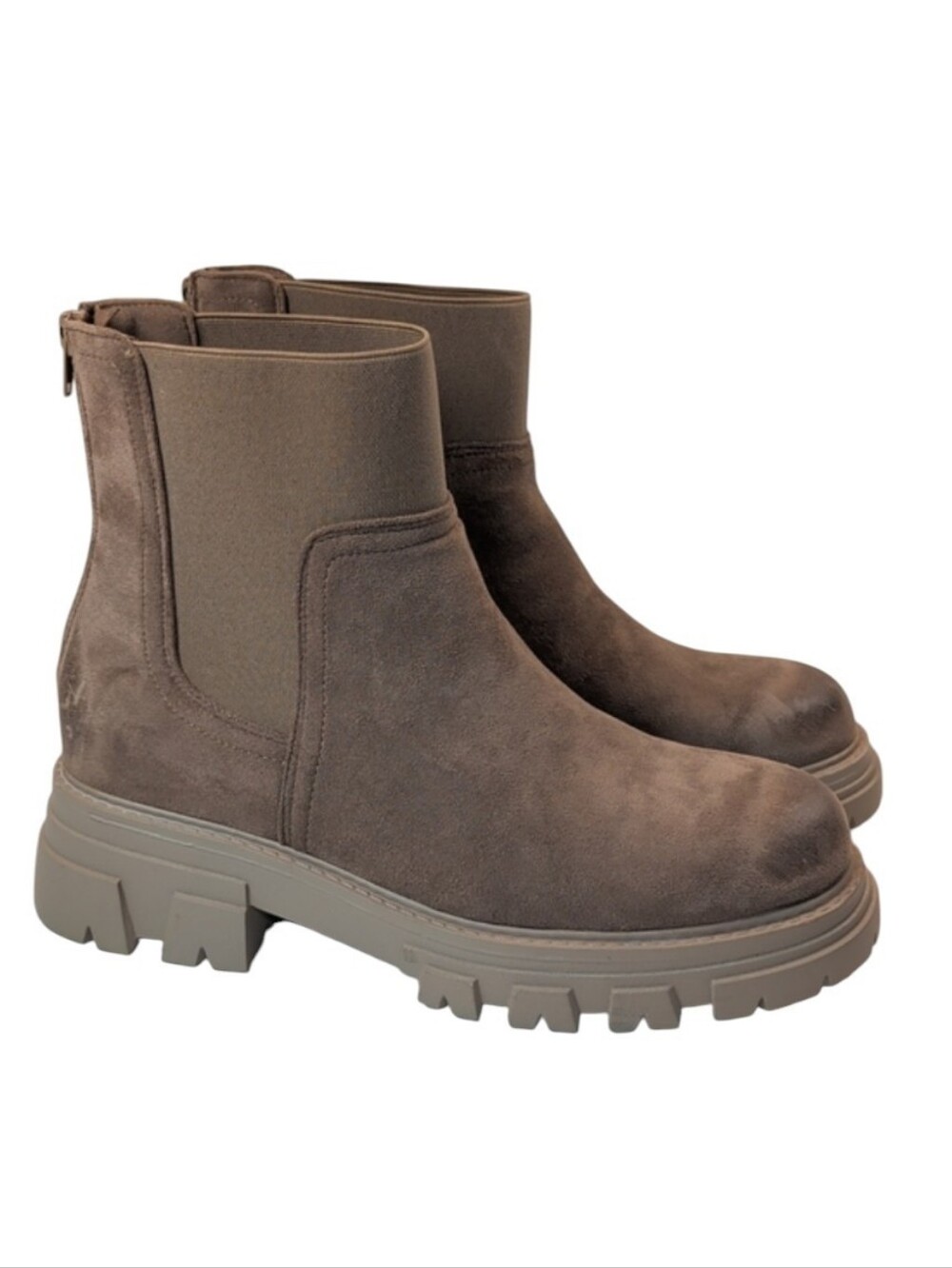 Pierre Dumas Women's Chunky Kasana-1 Ankle Boots in Taupe Brown Size 10